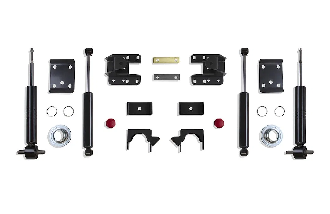 K331335S – MAXTRAC Lowering Kit, 3 Inch Front/ 5 Inch Rear Drop Black/ Gray Components With Front And Rear Shock Abso...